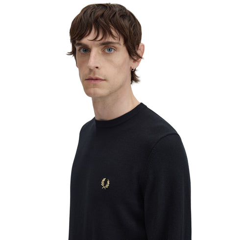 Maglia Uomo a tinta unita, in filo di lana e cotone, con scollatura girocollo