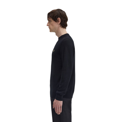 Maglia Uomo a tinta unita, in filo di lana e cotone, con scollatura girocollo