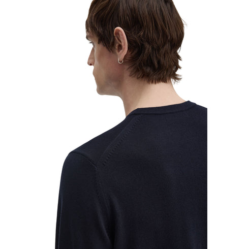 Maglia Uomo a tinta unita, in filo di lana e cotone, con scollatura girocollo