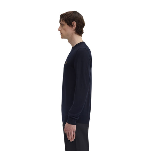 Maglia Uomo a tinta unita, in filo di lana e cotone, con scollatura girocollo