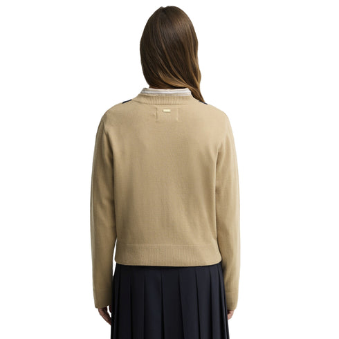 Cardigan Donna Mariana, realizzato in pura lana, con una scollatura girocollo