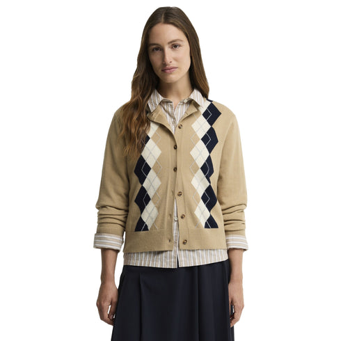 Cardigan Donna Mariana, realizzato in pura lana, con una scollatura girocollo