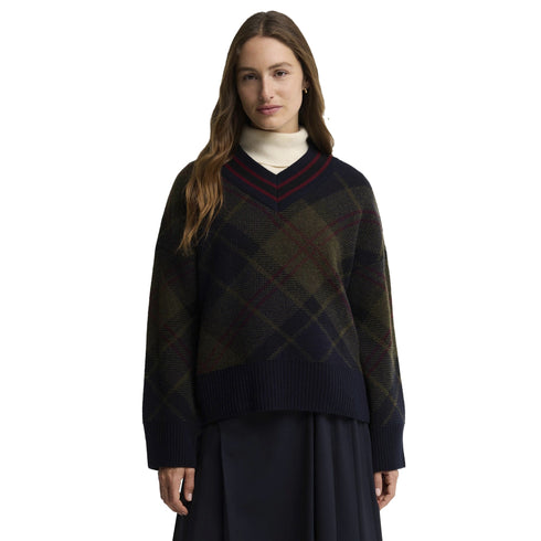Maglia Donna Shae, in misto lana, con motivo tartan ed una scollatura a V