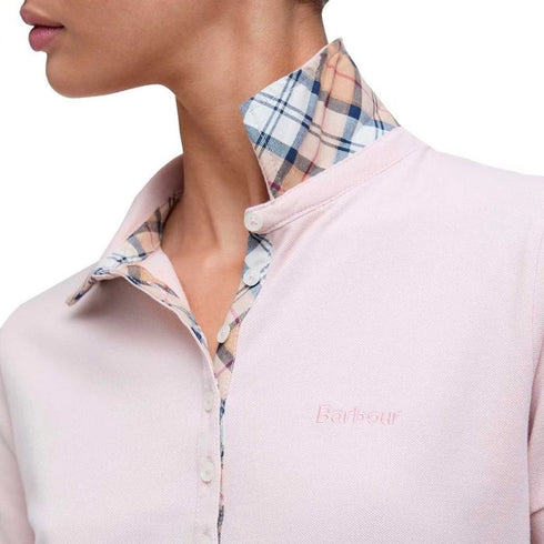 Polo Donna mm inserti tartan portsdown rosa - dettaglio
