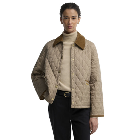 Giubbino Donna con colletto a camicia, taglio cropped e bottoni frontali