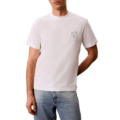 T-shirt Uomo in cotone, con scollatura girocollo e logo goffrato