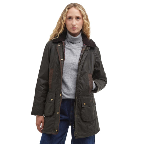Parka Donna Bower Wax, cerato, con quattro tasche e cappuccio