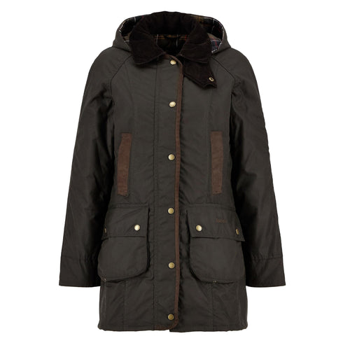 Parka Donna Bower Wax, cerato, con quattro tasche e cappuccio