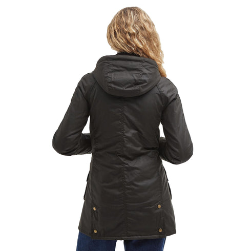 Parka Donna Bower Wax, cerato, con quattro tasche e cappuccio