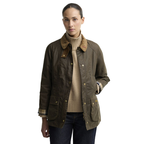 Giacca Donna Icons Beadnell Wax, in cotone cerato, con colletto a costine