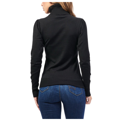 Maglia Donna in misto viscosa, con maniche a sbuffo e collo alto