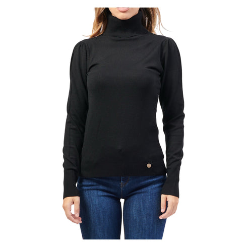 Maglia Donna in misto viscosa, con maniche a sbuffo e collo alto