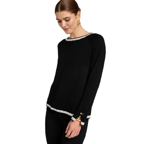 Maglia Donna in lana e viscosa, con profili a contrasto