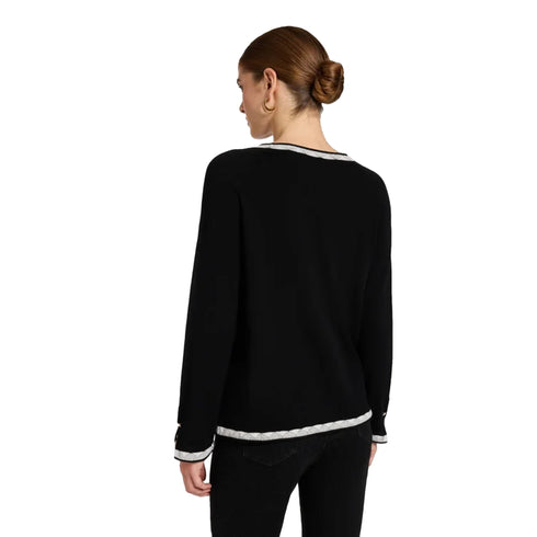 Maglia Donna in lana e viscosa, con profili a contrasto