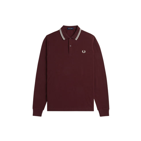 Polo Uomo con colletto doppia riga, manche lunghe e logo iconico ricamato sul petto