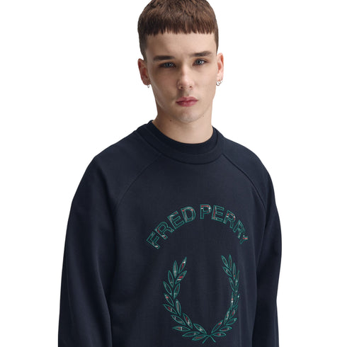 Felpa Uomo in cotone, dal fit rilassato, con logo tartan