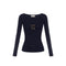 Maglia Donna in misto viscosa, aderente, con palcca logo in metallo