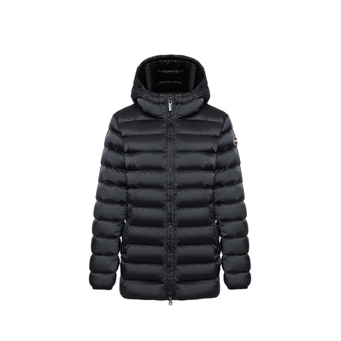 Piumino Donna medio, in tessuto lucido, con cappuccio e full zip