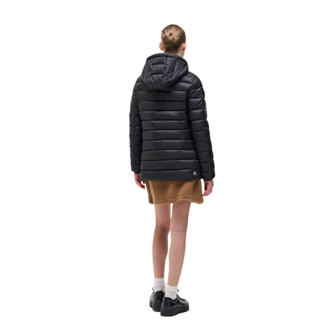 Piumino Donna medio, in tessuto lucido, con cappuccio e full zip