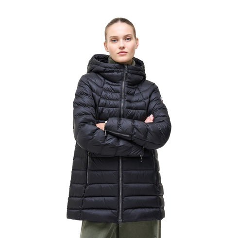 Piumino Donna medio, a trapezio, con cappuccio e chiusura full zip frontale