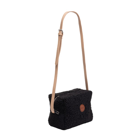 Borsa Donna in teddy, con chiusura zip e logo iconico applicato