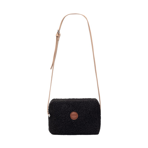Borsa Donna in teddy, con chiusura zip e logo iconico applicato