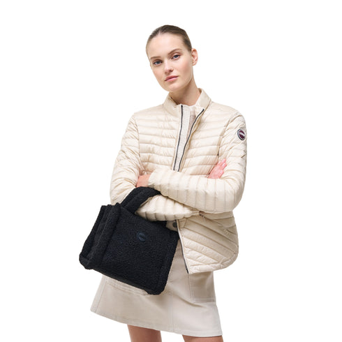 Borsa Donna in teddy monocolore, con botttone magnetico e logo applicato