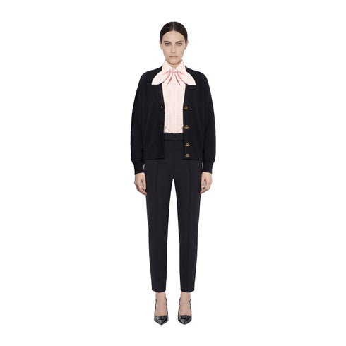 Cardigan Donna in maglia misto viscosa, con scollo a V e bottoni con catenella