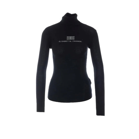 Maglia Donna in lana, con lavorazione a costine e logo frontale