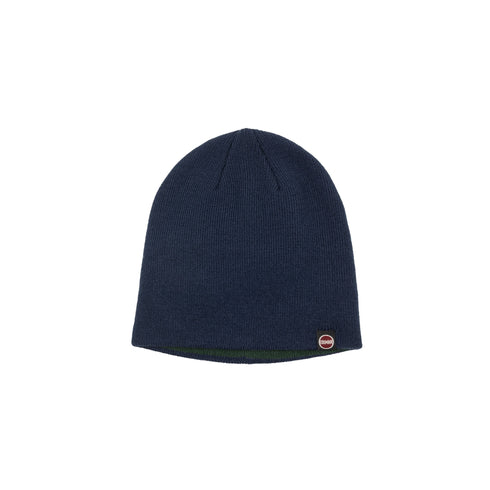 Cappello Uomo in maglia rasata, con interno a contrasto ed etichetta logo