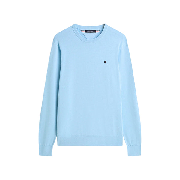 Pullover uomo con bandierina ricamata celeste