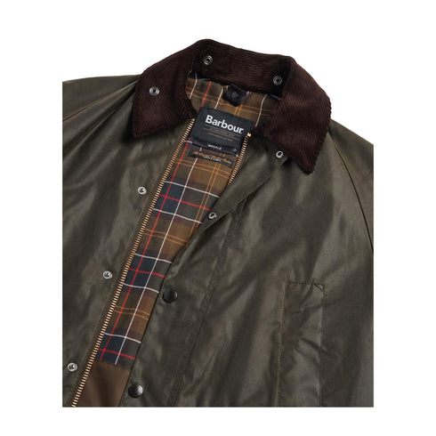 Impermeabile Uomo cerato Bedale, con colletto in velluto a costine e tasche con patta