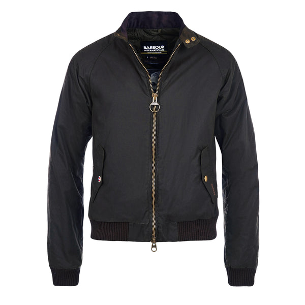 Bomber Uomo Merchant Wax, in misto cotone cerato, con full zip frontale