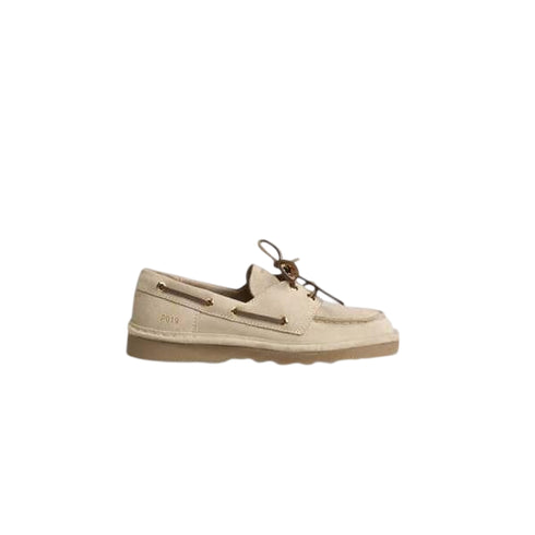 Scarpe nautiche in camoscio con lacci da donna beige