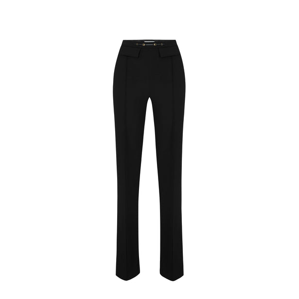 Pantalone Donna con patte applicate e morsetto gioiello in vita