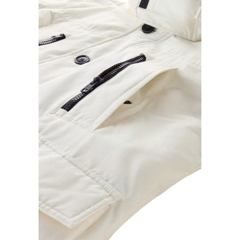 Parka Uomo lungo in tessuto Ramar Bianco Woolrich- Francavilla Moda
