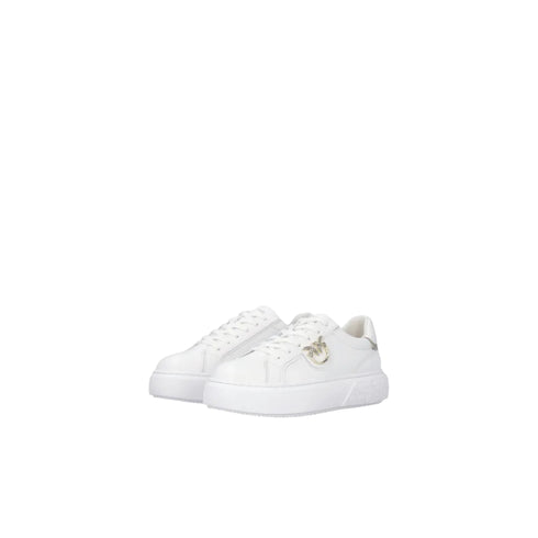 Sneakers Donna con suola alta e logo in metallo bianco