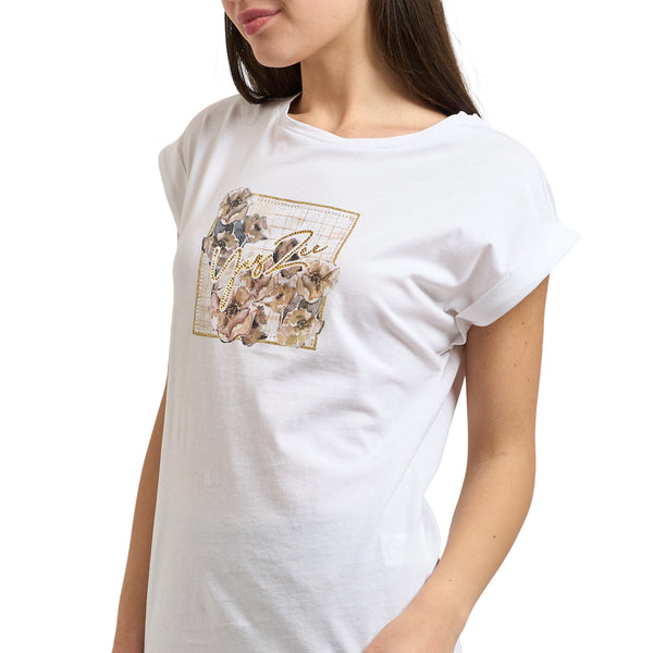 T-shirt donna con stampa gesso