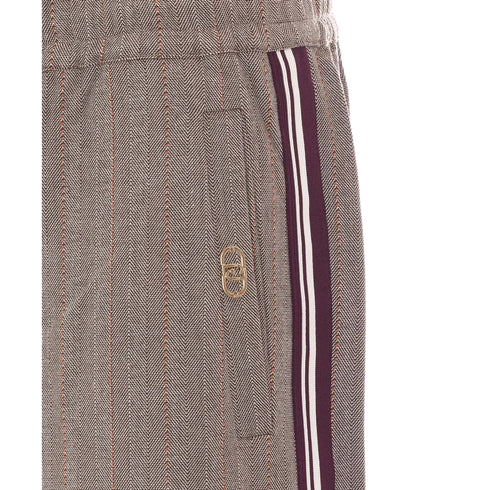Pantalone Donna ampio, con motivo a righe, in misto viscosa