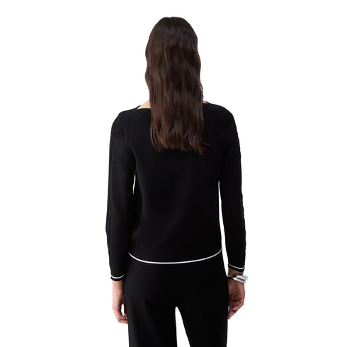 Maglia Donna in misto viscosa, con scollatura girocollo e stass decorativi