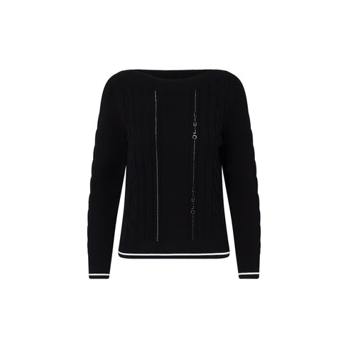 Maglia Donna in misto viscosa, con scollatura girocollo e stass decorativi