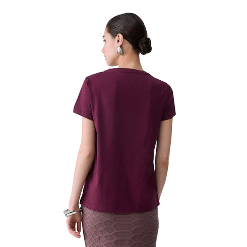 T-shirt Donna con ricami floreali modella retro