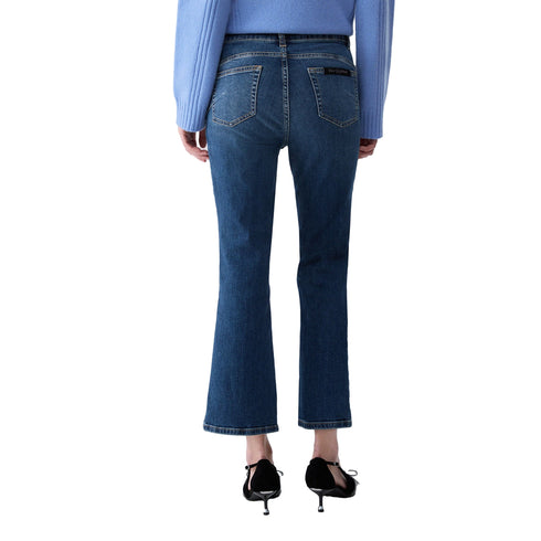Jeans Donna con gamba bootcut denim blu retro