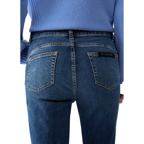 Jeans Donna con gamba bootcut denim blu dettaglio retro