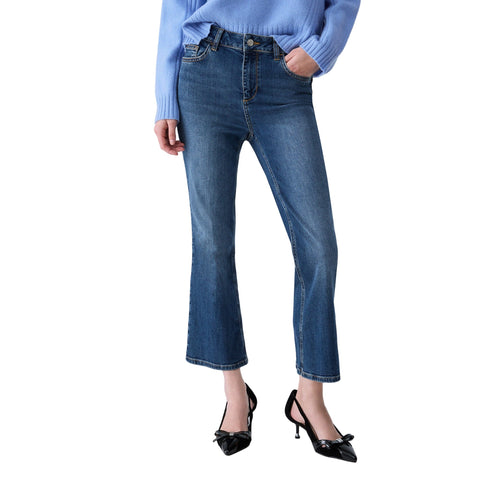 Jeans Donna con gamba bootcut denim blu