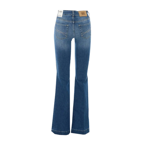 Jeans Donna modello flare, cinque tasche con strass decorativi