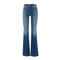 Jeans Donna modello flare, cinque tasche con strass decorativi
