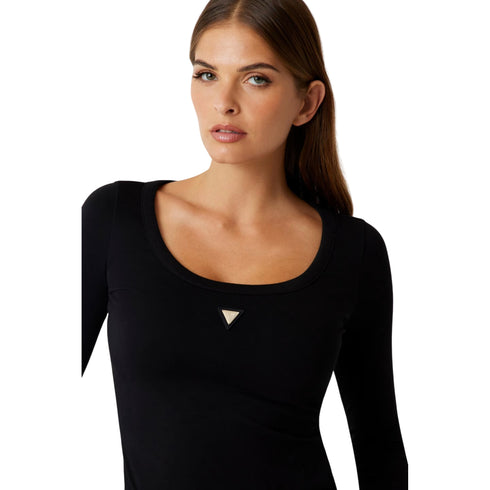 Body Donna a maniche lunghe, con scollo stondato e logo frontale
