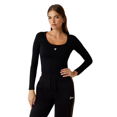 Body Donna a maniche lunghe, con scollo stondato e logo frontale