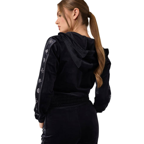Felpa Donna in ciniglia, con dettaglio logo sulle maniche, full zip
